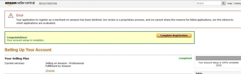 亚马逊新账号注册出现your application to register as a merchant on amazon has been declined.
