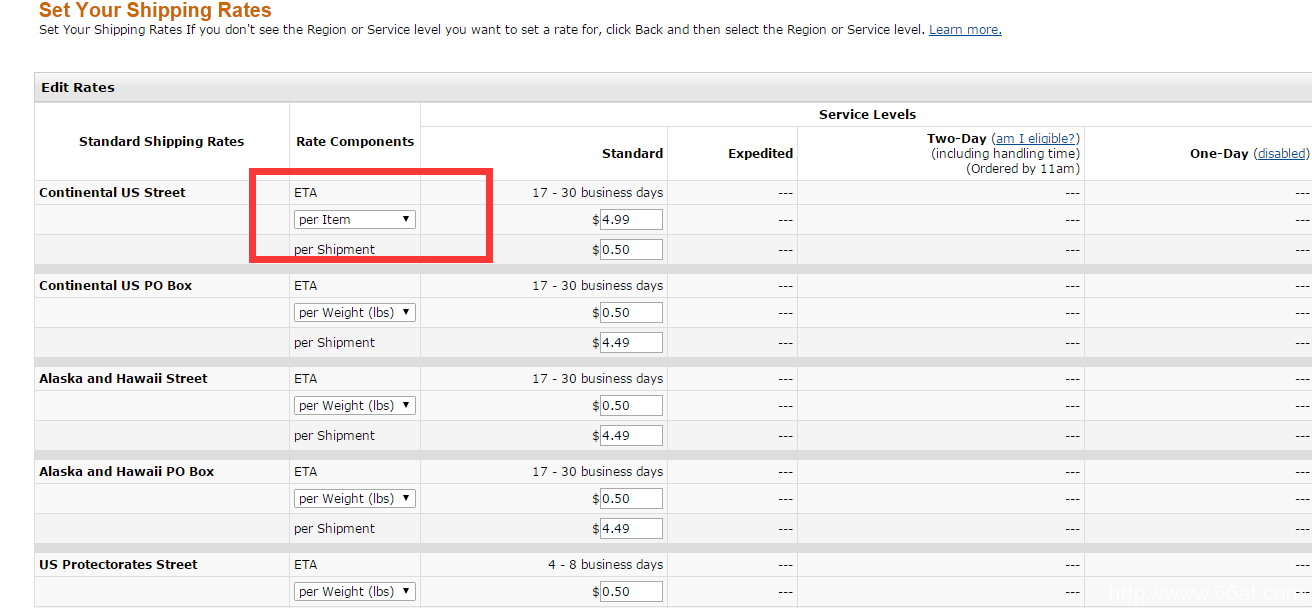 亚马逊Shipping Setting运费设置